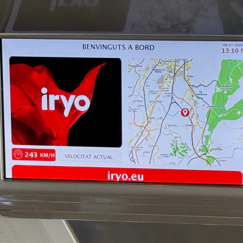 Iryo train map with speed madrid to valencia